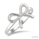 1/50 Ctw Bow Tie Round Cut Diamond Fashion Ring in Sterling Silver