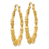 14k Polished Bamboo Hoop Earrings