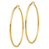 14k 2x60mm Polished Lightweight Tube Hoop Earrings