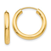 14k 3.00x20mm Polished Endless Tube Hoop Earrings