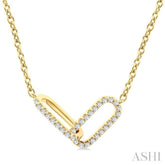 1/4 Ctw Round Cut Diamond Paperclip Interlock Fashion Pendant With Chain in 10K Yellow Gold