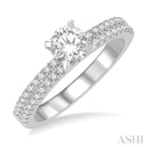 1/3 Ctw Round Cut Diamond Semi-Mount Engagement Ring in 14K White Gold