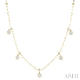 7/8 Ctw Lovebright Princess and Round Cut Diamond Paperclip Station Necklace in 14K Yellow and White Gold