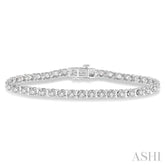 4 Ctw Round Cut Diamond Tennis Tulip Bracelet in 14K White Gold