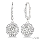 3/4 Ctw Round Cut Diamond Lovebright Earrings in 14K White Gold