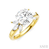 1/2 Ctw Akari Circular Shape Marquise and Round Cut Diamond Semi-Mount Engagement Ring in 14K Yellow and White Gold