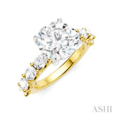 1 1/4 Ctw Round Shape Oval and Round Cut Diamond Semi-Mount Engagement Ring in 14K Yellow and White Gold