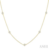 1 Ctw Bezel Set Round Cut Diamond Station Necklace in 14K Yellow Gold