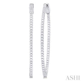 1 Ctw Inside & Outside Round Cut Diamond Hoop Earrings in 14K White Gold