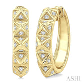 1/4 Ctw Pyramid Accent Round Cut Diamond Fashion Hoop Earring in 10K Yellow Gold