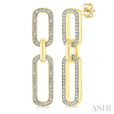 1/10 Ctw Bold Paperclip Round Cut Diamond Fashion Earring in Yellow Gold Vermeil