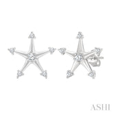 1/6 Ctw Round Cut Diamond Star Petite Earrings in 10K White Gold