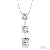 1/2 Ctw Three Stone Round Cut Diamond Pendant in 14K White Gold with Chain