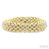 1 1/4 Ctw Bold Weave Round Cut Diamond Fashion Bracelet in 14K Yellow Gold