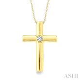 1/50 Ctw Latin Cross Round Cut Diamond Fashion Pendant With Chain in Yellow Gold Vermeil