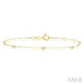 1/10 Ctw Round Cut Diamond Paperclip Station Bracelet in 14K Yellow Gold