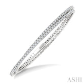 3 Ctw Crisscross Double Row Round Cut Diamond Fashion Bangle in 14K White Gold