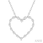1/4 Ctw Open Window Heart Frame Round Cut Diamond Fashion Pendant With Chain in 10K White Gold