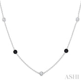1 Ctw Round Cut Black and White Diamond Station Necklace in 14K White Gold