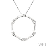 1/10 Ctw Petite Bamboo Shoot Inspired Round Cut Diamond Fashion Pendant With Chain in 10K White Gold