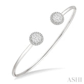 5/8 Ctw Lovebright Open Cuff Round Cut Diamond Stackable Bangle in 14K White Gold