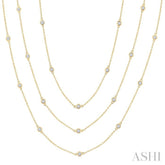 2 Ctw Bezel Set Round Cut Diamond 60-Inch Long Station Necklace in 14K Yellow Gold