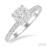 5/8 Ctw Round Lovebright Diamond Engagement Ring in 14K White Gold
