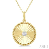 1/20 Ctw Round Fluted Medallion Round Cut Diamond Pendant With Chain in Yellow Gold Vermeil