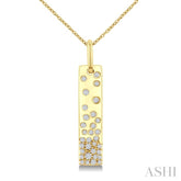 1/4 Ctw Round Cut Diamond Vertical Mosaic Bar Fashion Pendant With Chain in 10K Yellow Gold