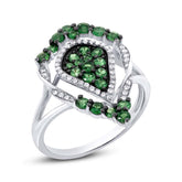 0.16ct Diamond & 0.85ct Green Garnet 14k White Gold Ring