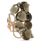 0.51ct White & Champagne Diamond & 13.20ct Smokey Topaz 14k Rose Gold Ring