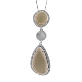0.44ct Diamond & 11.83ct Smokey Topaz 14k White Gold Pendant