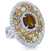 3.66ct White & Fancy Color Diamond & 2.03ct Tourmaline 18k White Gold Ring