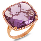0.25ct Diamond & 16.58ct Amethyst 14k Rose Gold Ring