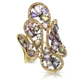 1.31ct Fancy Color Diamond & 4.09ct Sapphire 18k Yellow Gold Ring