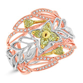 0.74ct 18k Three-tone Gold White & Fancy Color Diamond Ring