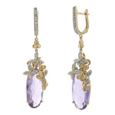 0.25ct Diamond & 14.13ct Amethyst 14k Two-tone Rose Gold Earring