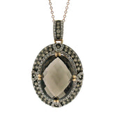 1.70ct White & Champagne Diamond & 11.85ct Smokey Topaz 14k Rose Gold Pendant