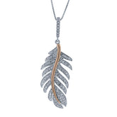 0.35ct 14k Two-tone R/g Diamond Feather Pendant