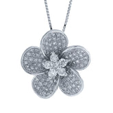 0.55ct 14k White Gold Diamond Flower Pendant