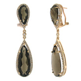 0.90ct Diamond & 19.92ct Smokey Topaz 14k Rose Gold Earring