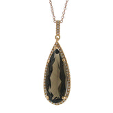 0.30ct Diamond & 7.41ct Smokey Topaz 14k Rose Gold Pendant