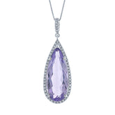 0.30ct Diamond & 7.38ct Amethyst 14k White Gold Pendant