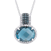 0.18ct Diamond & 3.54ct London Blue Topaz 14k White Gold Pendant