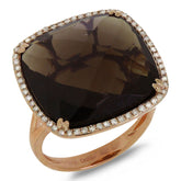 0.25ct Diamond & 16.79ct Smokey Topaz 14k Rose Gold Ring