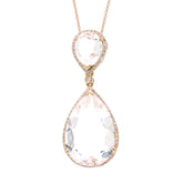 0.35ct Diamond & 13.22ct White Topaz 14k Rose Gold Pendant