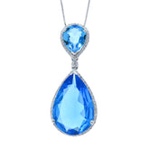 0.35ct Diamond & 17.65ct Blue Topaz 14k White Gold Pendant
