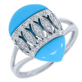 0.09ct Diamond & 4.78ct Composite Turquoise 14k White Gold Ring