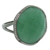 0.11ct Diamond & 18.98ct Aventurine 14k Black Rhodium Ring
