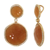 0.18ct Diamond & 24.01ct Peach Aventurine 14k Rose Gold Pendant